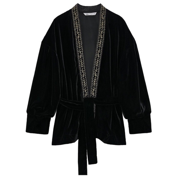 Zara Jackets & Blazers - Zara Velvet Beaded Jacket